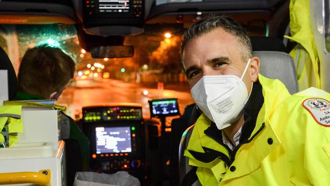 Premier Peter Malinauskas spent a night with paramedics in an ambulance on June 4, 2022. PHOTO: Brenton Edwards