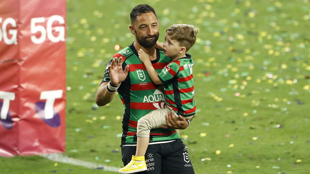 Benji Marshall waved goodbye to the fans after Souths loss to Penrith in the grand final. Picture: AAP Image/Josh Woning