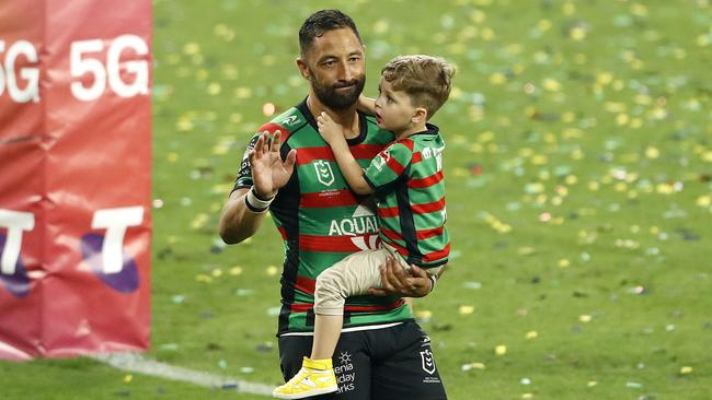 Benji Marshall waved goodbye to the fans after Souths loss to Penrith in the grand final. Picture: AAP Image/Josh Woning