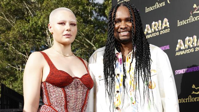 Baker Boy and his partner, Aurie Spencer-Gill, on the red carpet of the 2022 ARIA Awards. Picture: Jonathan Ng