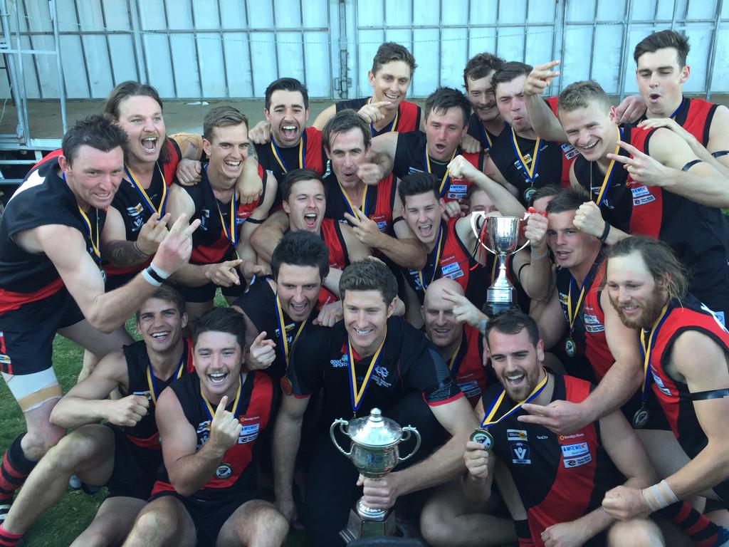 Back it up: Leitchville-Gunbower won the Heathcote District Football League premiership by beating North Bendigo. It was the fourth consecutive time the two sides have met in the final.