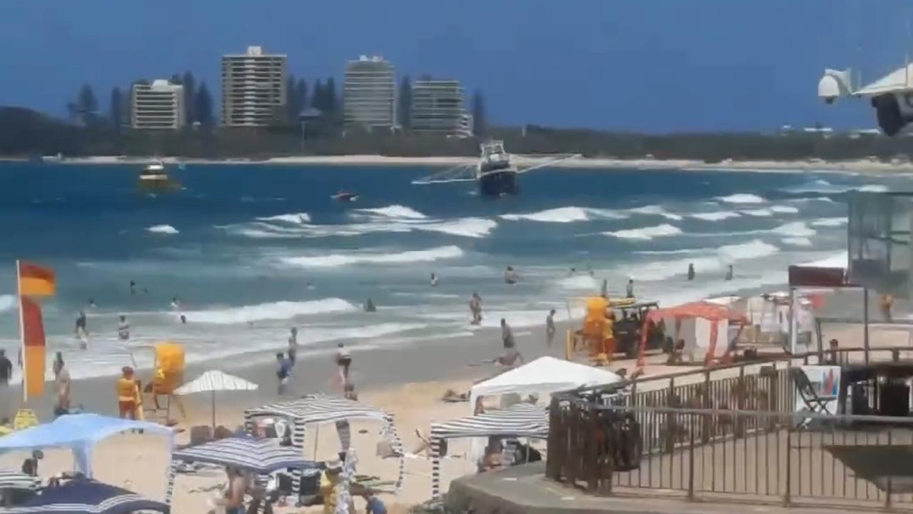 Fishing trawler drifts too close to Mooloolaba Beach. Picture - S**t Maroochydore on Instagram.