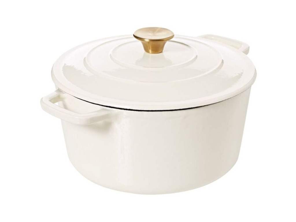 Smith & Nobel Luxe Cast Iron Casserole 5L Almond Gold. Picture: Harris Scarfe.