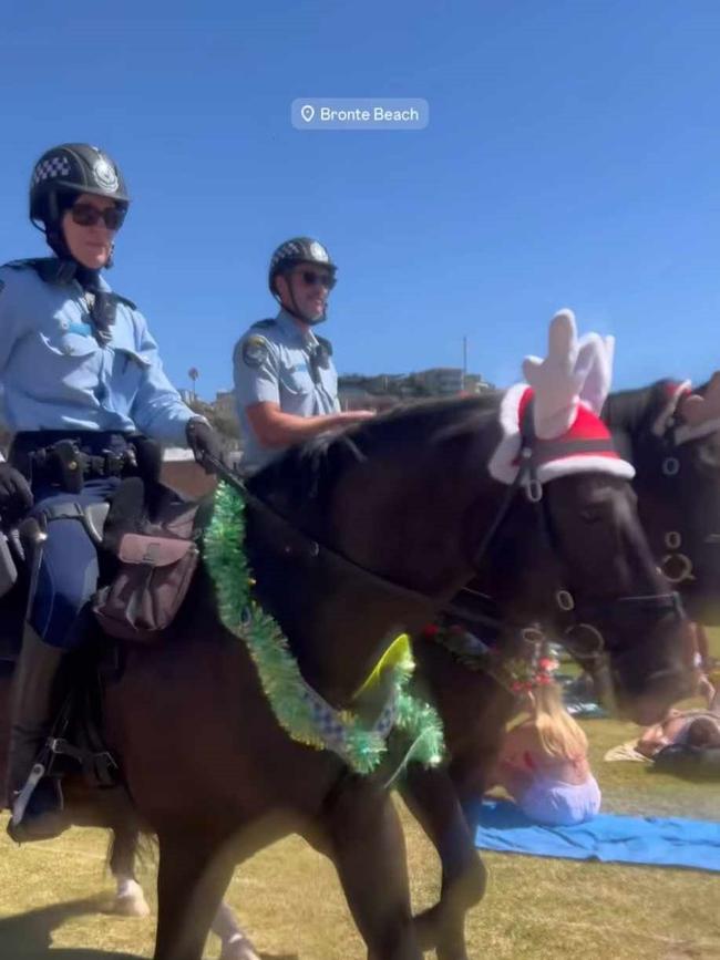 Police were spotted patrolling Bronte Beach on horseback on Christmas Day 2024. Image: Instagram