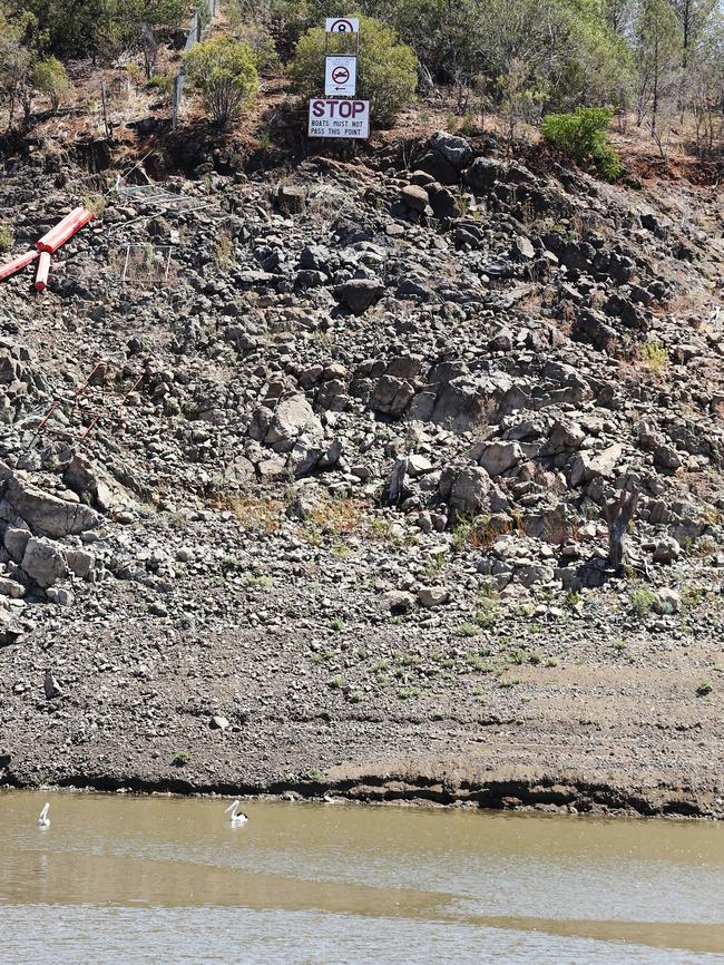 The near-dry dam wall at Lake Keepit. Picture: Peter Lorimer