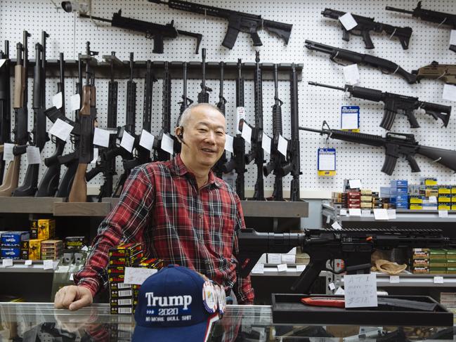 Jeff Wong, the owner of Jeff’s Guns and Ammo at his shop in Franklin, North Carolina. Picture: Angus Mordant