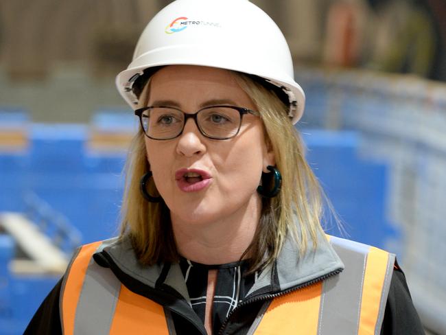 MELBOURNE, AUSTRALIA - NewsWire Photos MAY 05, 2021: Victorian Transport Minister Jacinta Allen gives an update on the progress of Melbourne's new underground rail line at the Arden Metro Station site in North Melbourne. Picture: NCA NewsWire / Andrew Henshaw