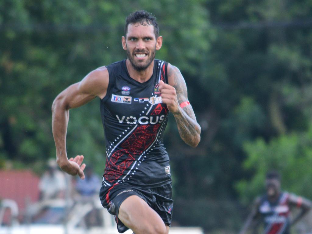 Harley Bennell was again among the best players for Tiwi Bombers against PINT. Picture: Alison McGowan / AFLNT Media.