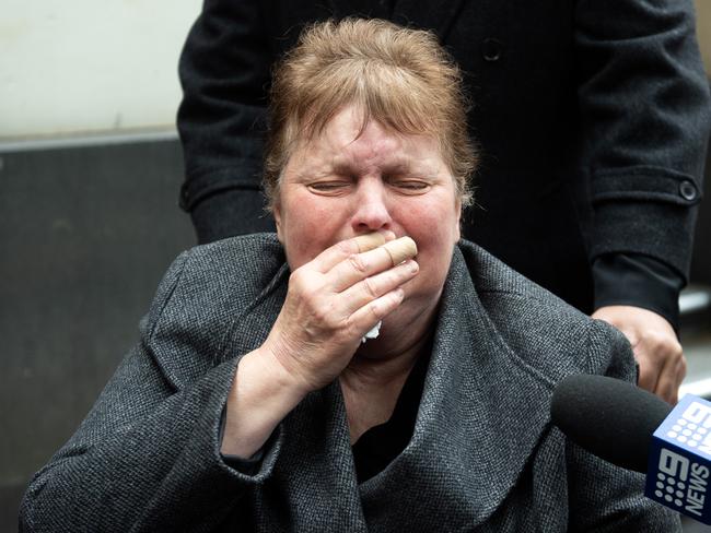 Ruth Togiai, mother of murder victim Ben Togiai, breaks down outside court. Picture: Nicki Connolly