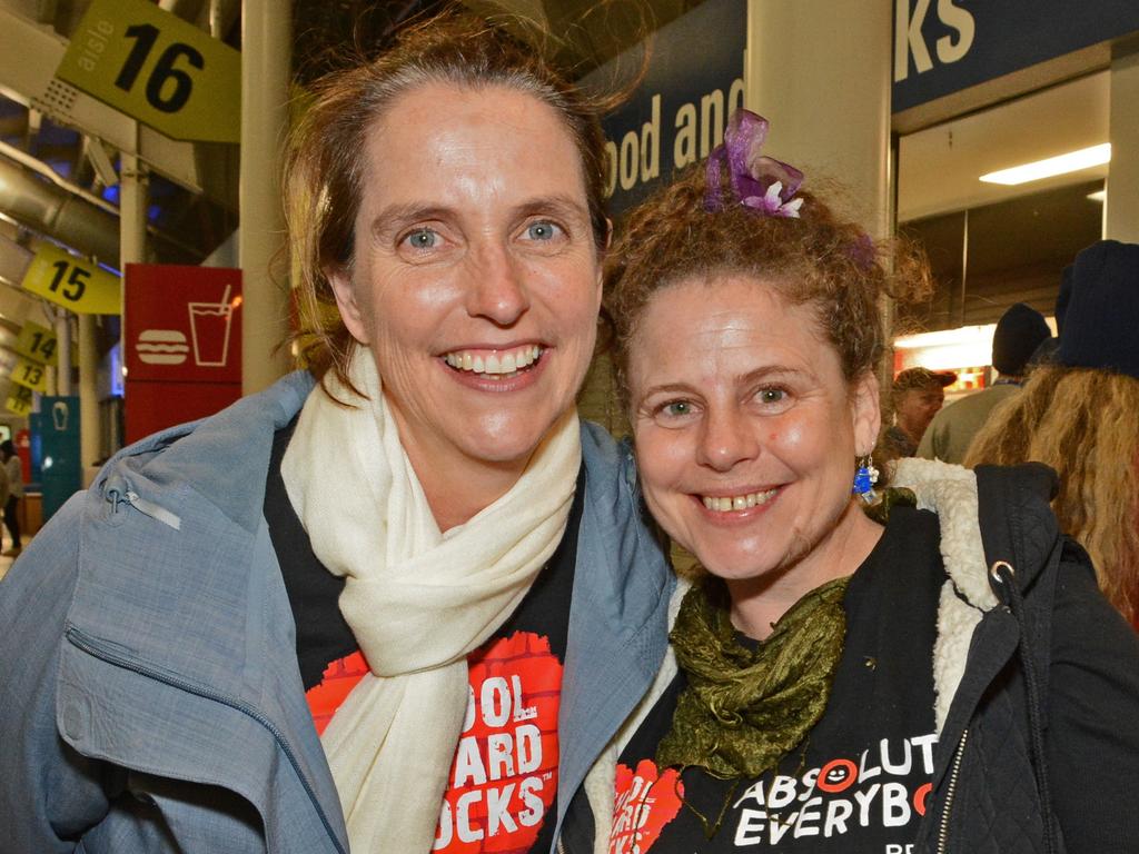 Suellen Thompson and Portia Graf at Vinnies CEO Sleep Out at CBUS Stadium, Robina. Picture: Regina King