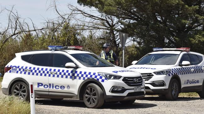 Police at Breguet Road, Lara. Picture: Alan Barber