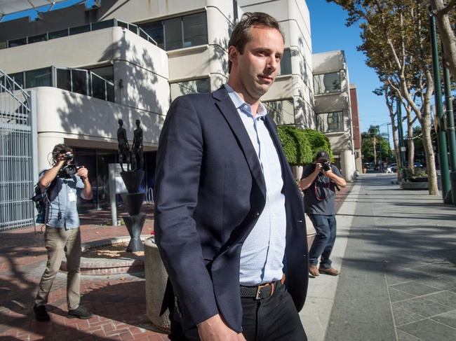 Anthony Levandowski, 39 years old, surrendered Tuesday morning at the federal courthouse in San Jose. PHOTO: DAVID PAUL MORRIS/BLOOMBERG NEWS