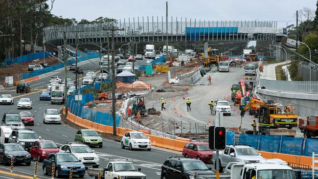 The ongoing roadworks and traffic congestion in Frenchs Forest. This picture, taken on March 6, is taken at the junction of Warringah Rd and Forest Way. Picture AAP Image/Julian Andrews