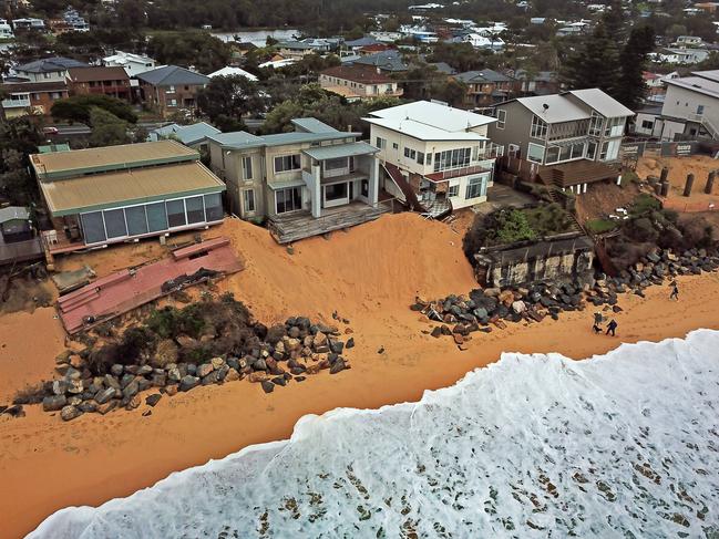 Aerial view after the 2020 storms that saw some homes partly crumble. Picture: Troy Snook