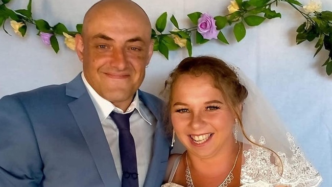 Roland and Kylie Griffiths on their wedding day. Picture: Supplied