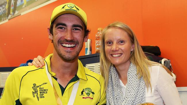 Mitchell Starc and Alyssa Healy will be all smiles for the next few days after that performance against England. Picture: Phil Hillyard