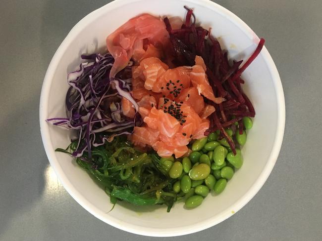 Poke Me (Gawler Place) raw salmon poke bowl. Pic: Stephanie Timotheou