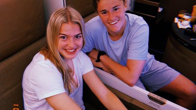 Frequent flyers: Matildas teammates Charli Grant and Teagan Micah.