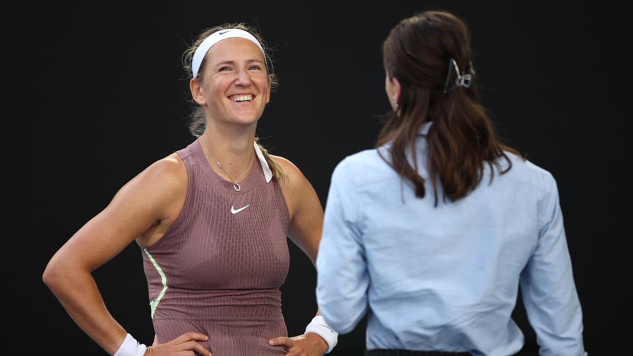 Victoria Azarenka was all smiles after her victory over Jelena Ostapenko. (Photo by Daniel Pockett/Getty Images)