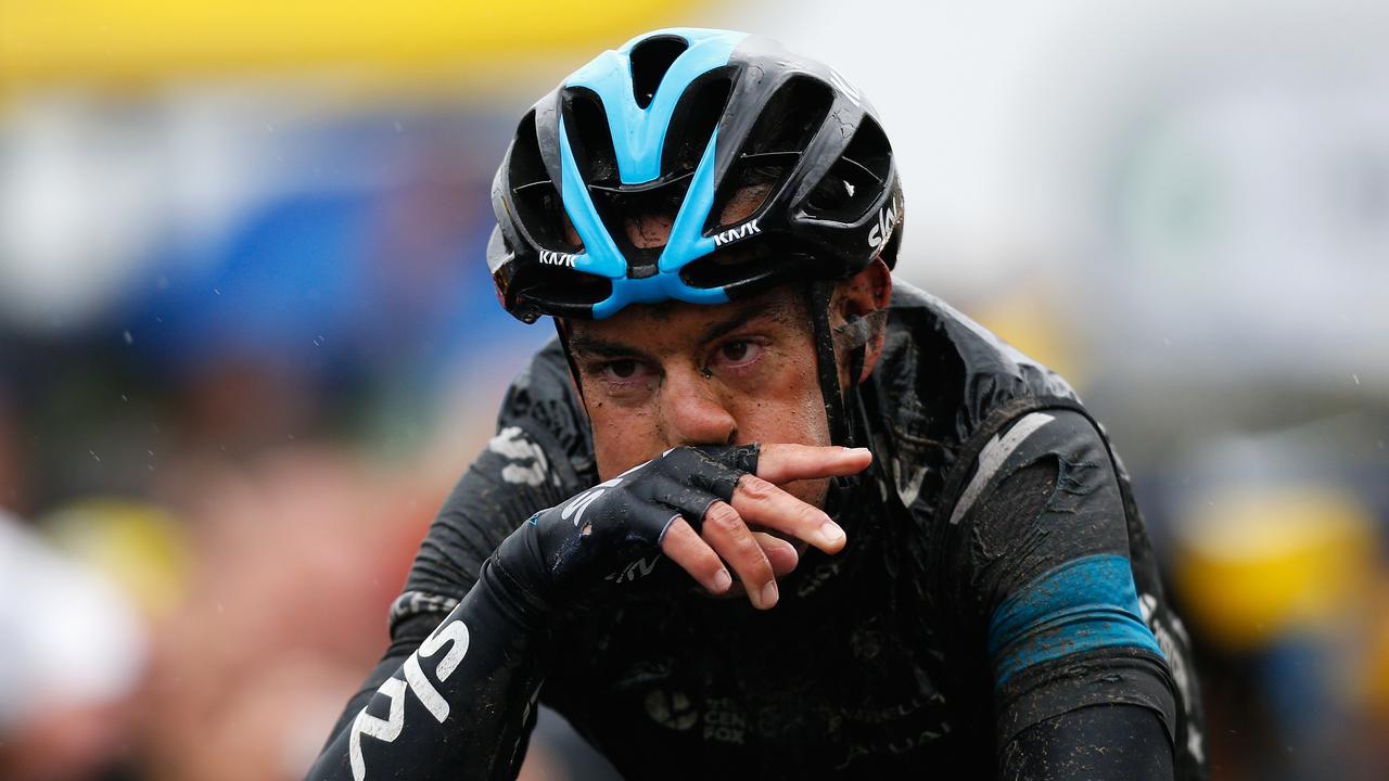 YPRES, BELGIUM - JULY 09: Richie Porte of Australia and Team SKY crosses the finish line during the fifth stage of the 2014 Tour de France, a 155km stage between Ypres and Arenberg Porte du Hainaut, on July 9, 2014 in Ypres, Belgium. (Photo by Harry Engels/Getty Images)