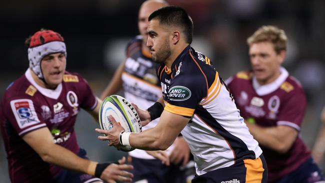 Tom Wright carries the ball downfield at GIO Stadium. Picture: Getty Images