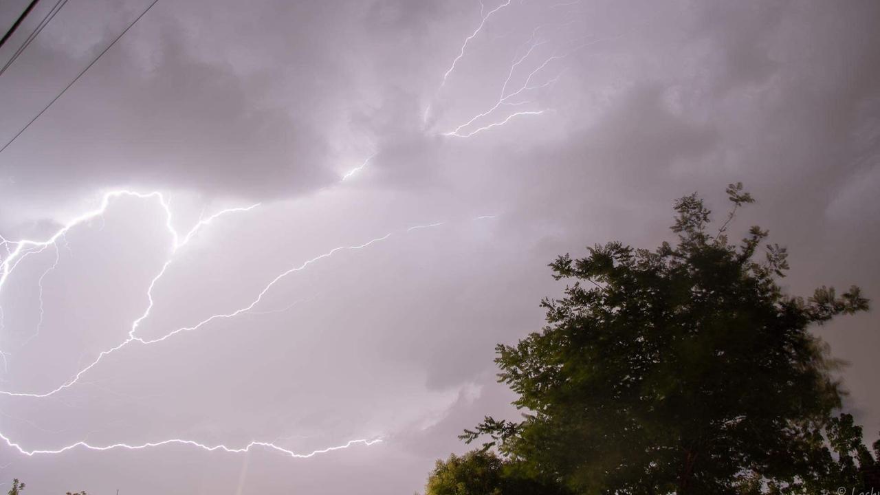 Lighning over Adelaide. Picture: Lachy Riley