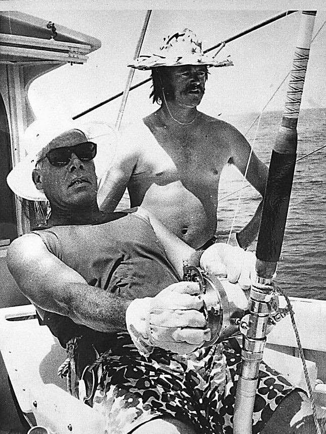 Actor Lee Marvin fishing on the Great Barrier Reef.