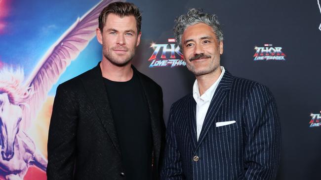 Hemsworth with Waititi, who also directed the hugely-popular Thor: Ragnarok. Picture: Lisa Maree Williams/Getty Images