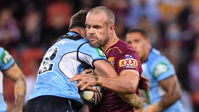 Nate Myles in action with the Queensland Maroons this year. Picture: AAP.