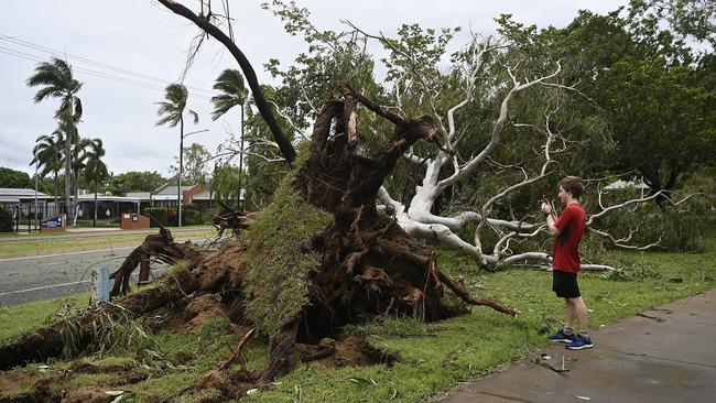 Strong winds caused widespread damage. Picture: Ian Hitchcock/Getty Images