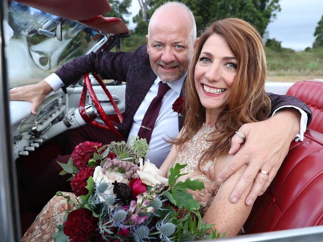 The happy couple head off for a new life together. Picture: Liam Kidston