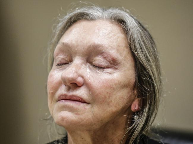 Cecilia Haddad’s mother Milu Muller after her court appearance in Rio at the trial of Marcelo Santoro. Picture: Alex Ribeiro