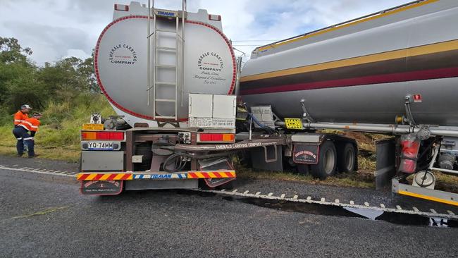 Both lanes of the the Capricorn Highway were blocked after a truck accident at Bluff on March 11, 2025.