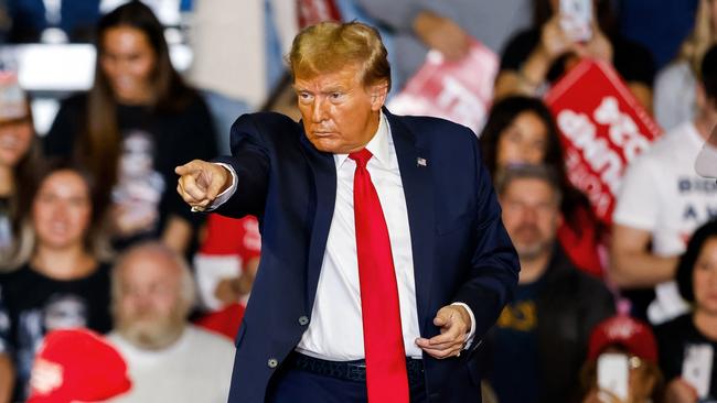 Donald Trump attends a "Get Out the Vote" rally in Conway, South Carolina.