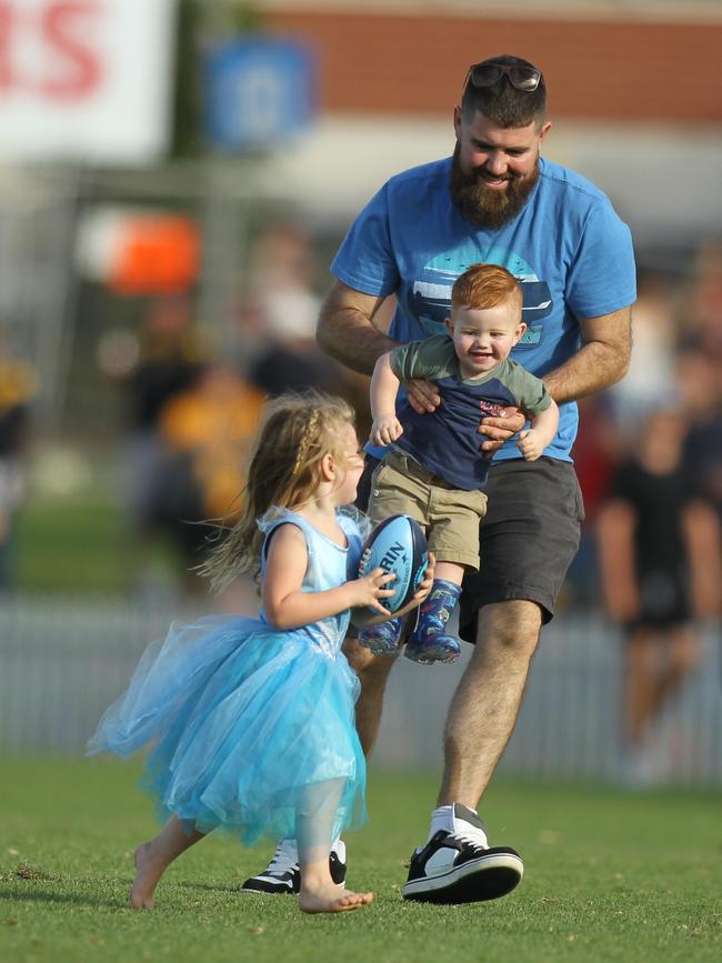 Some Double Blues fans having fun at the Bay on Friday. Picture: Dean Martin