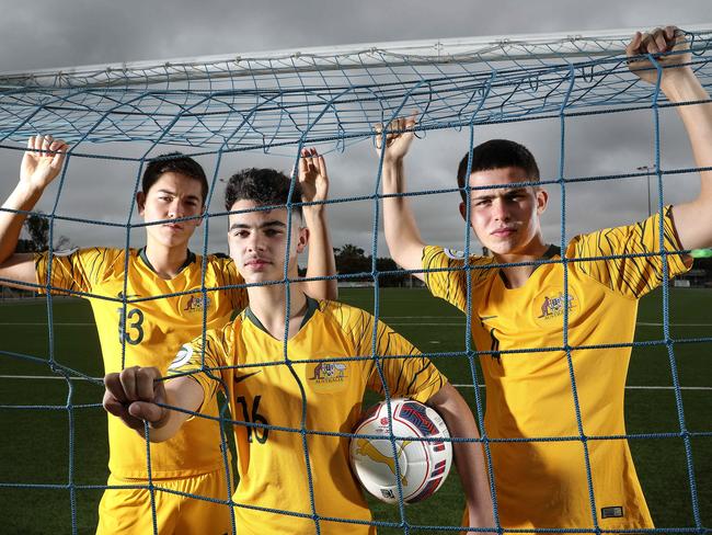 Kerrin Stokes, Adam Leombruno and Alex Popovic will vie for a place in the Joeys’ under-17 World Cup squad. Picture Sarah Reed