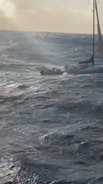 Moment stranded sailors rescued