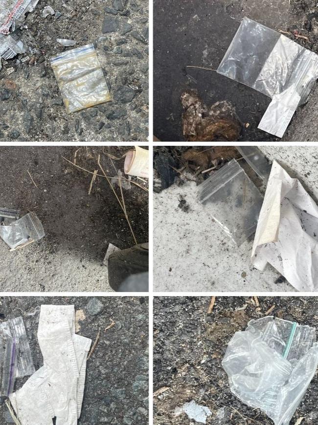 A number of drug bags found in the laneways behind Burleigh late-night venues. Picture: Sam Stolz