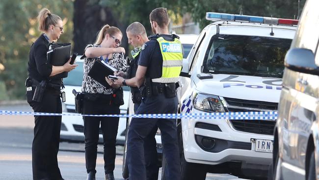 Police at the scene of a the stabbing attack in Reservoir. Picture: David Crosling