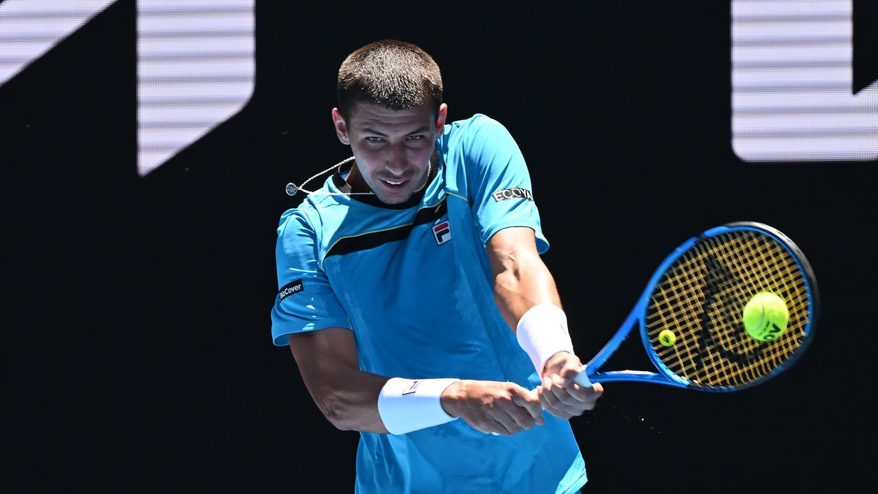 Popyrin smashed 56 winners as he downed fellow Australian Marc Polmans in straight sets in the opening round. Picture: Morgan Hancock / Getty Images