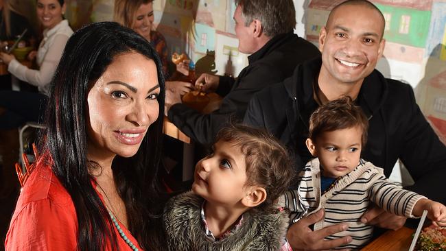 Antonia Ruhl with her amily enjoying lunch at B’Cos Brazil in Little Collins St. Picture: Ellen Smith