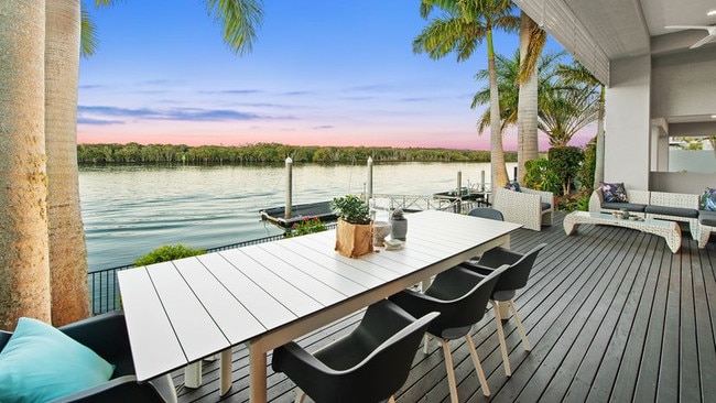 The waterfront Sanctuary Cove home up for grabs.