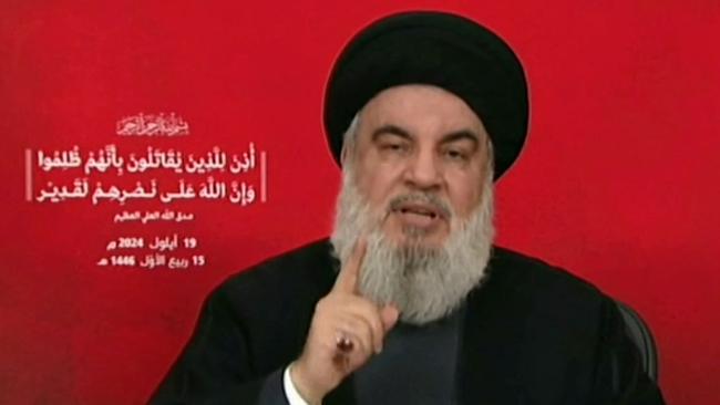 Hezbollah’s chief Hassan Nasrallah was said to be the target of the attack (Photo by Al-Manar / AFP)