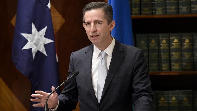 Opposition foreign affairs spokesman Simon Birmingham said Australia should support Ukraine’s bid to build a permanent embassy in Canberra. Picture: NCA NewsWire / Andrew Henshaw