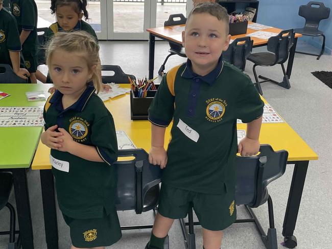 Jed and Marley at their first day of school at Star of the Sea.