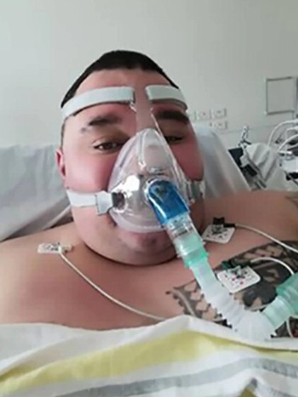 Conyn Halligan in hospital December 2021 where he recovered from Covid-19. Picture: Supplied