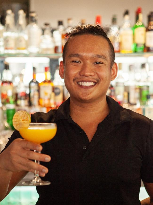 Will Nery from Chow! with a mango-inspired drink for the Darwin Mango Cup. Picture: Supplied