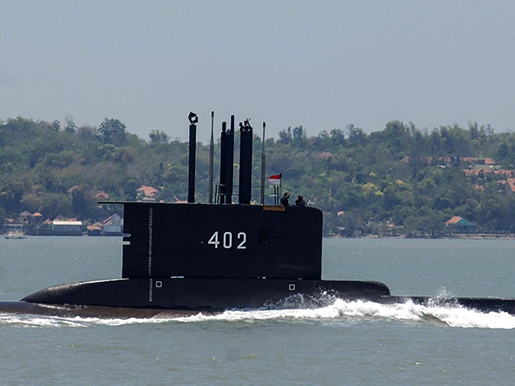 Indonesia's military is searching for the submarine with 53 crew aboard after losing contact with the vessel during naval exercises off the coast of Bali. Picture: Indonesia Military / AFP