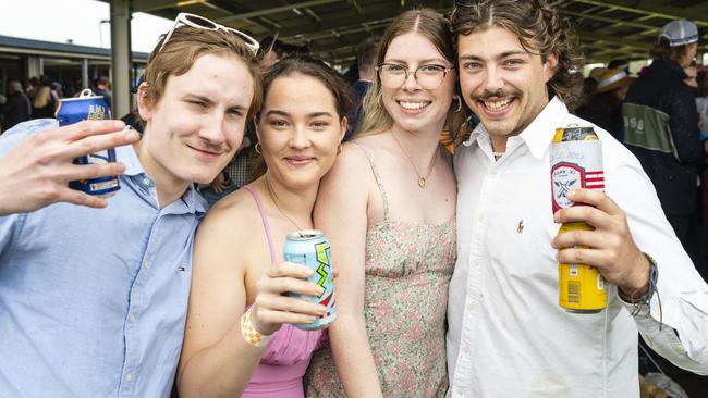 At the Clifton Jockey Club Clifton Cup races are (from left) Stew Hendson, Bella Hunt, Paige Bain and Jarrod Millard, Saturday, October 22, 2022. Picture: Kevin Farmer