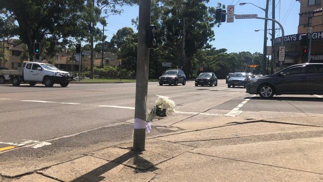 Flowers left at the intersection today. Picture: Gary Hamilton-Irvine